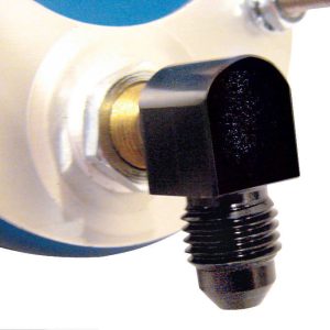 Oil Pressure Fitting #4 90 Deg Black