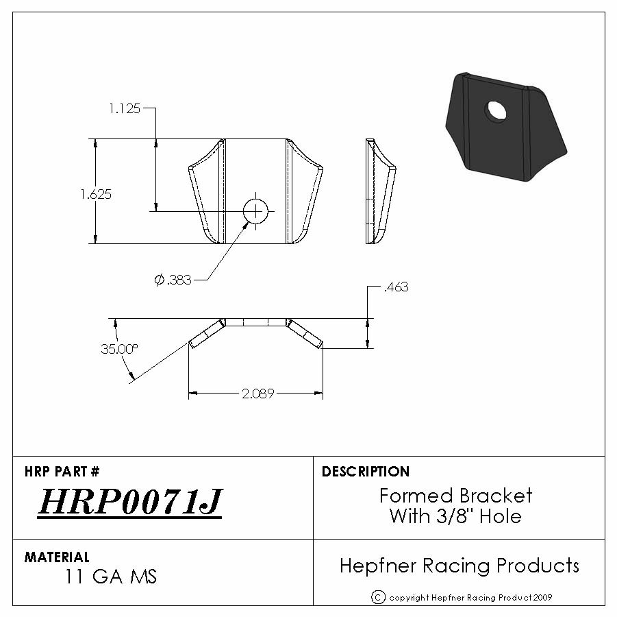 Tab MS 0.120" Thick x 0.383 Ho