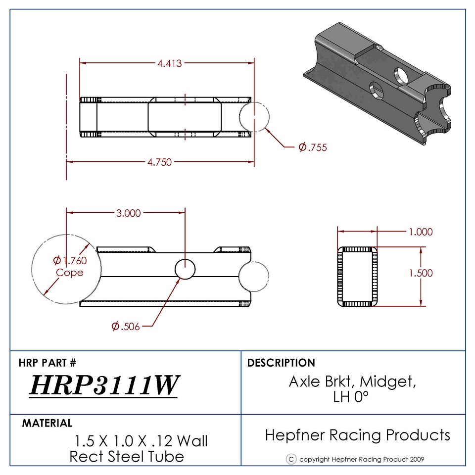 LH Midget Axle Bracket