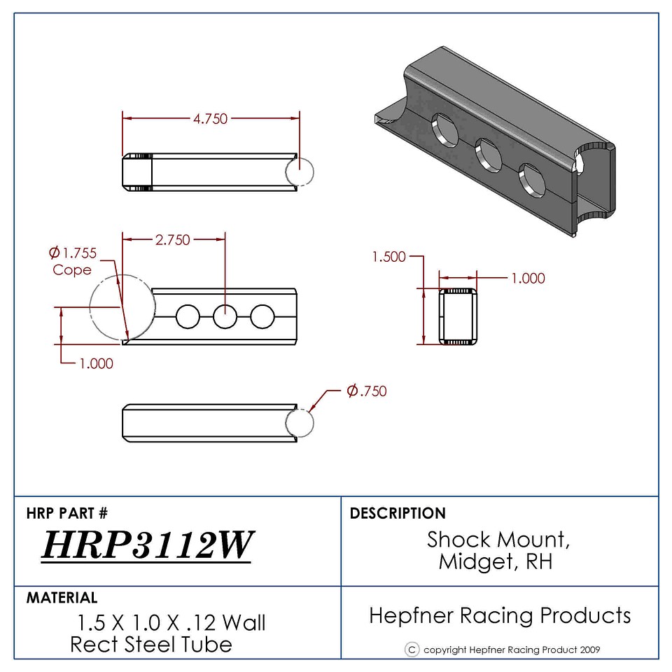 RH Midget Axle Bracket