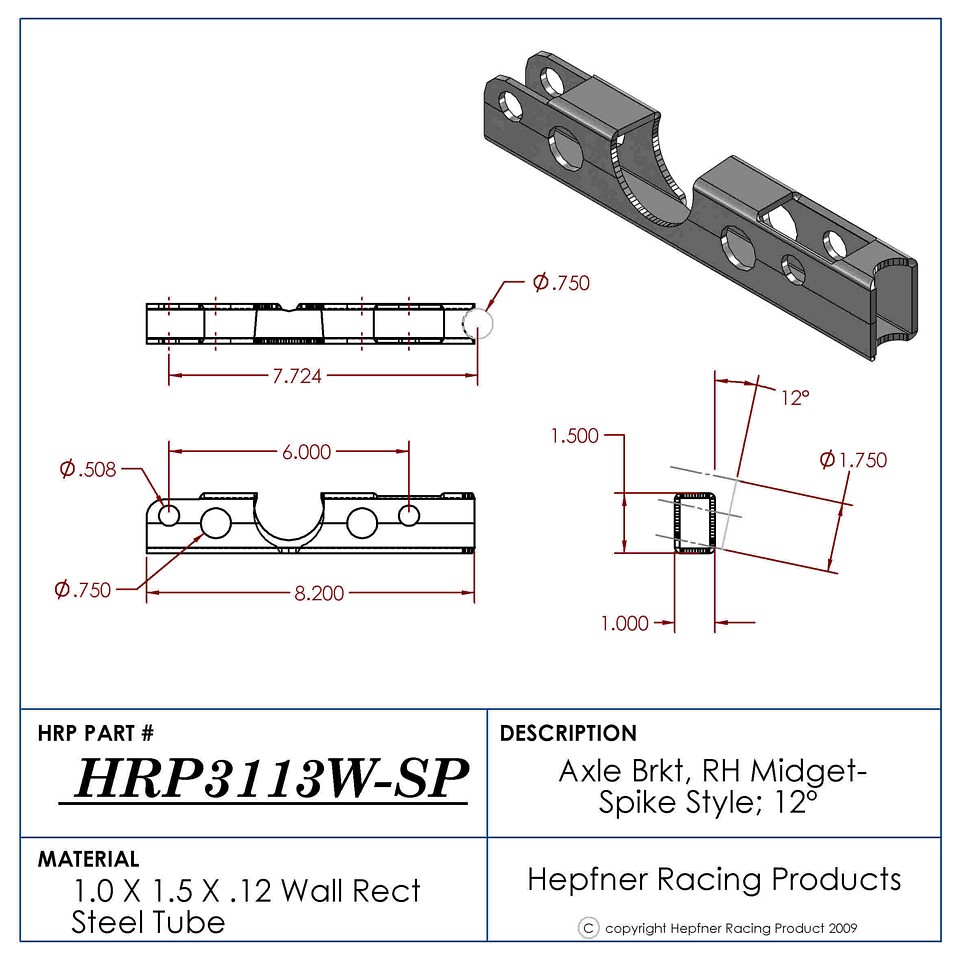 RH Midget Axle Bracket 12 Deg